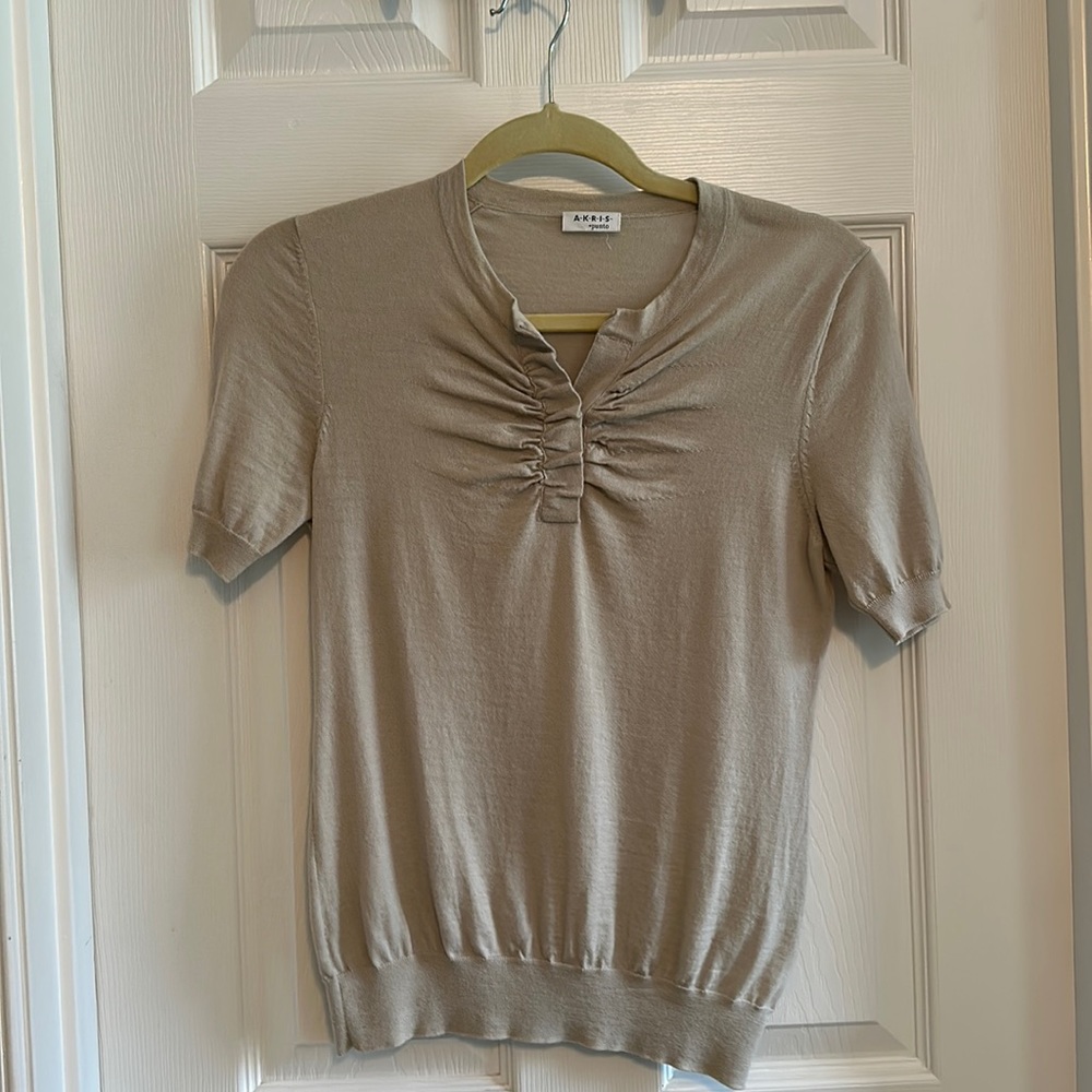 Akris Punto Wool Short Sleeve Blouse